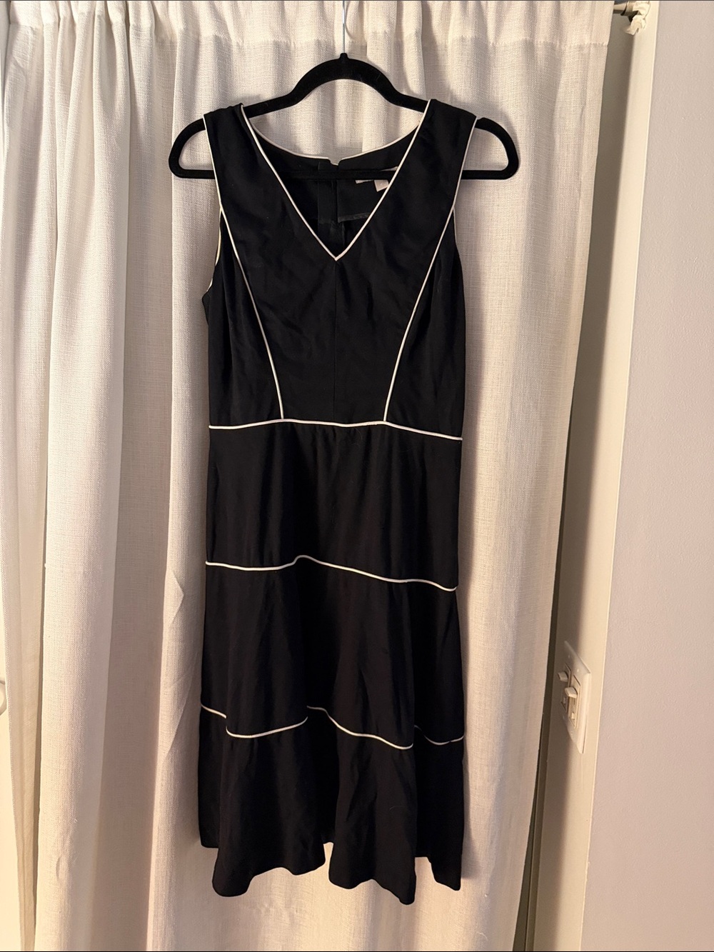 Banana Republic Black Midi Dress with White Piping